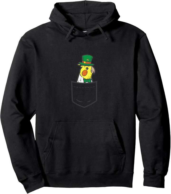 Leprechaun Cockatiel Bird Pocket St Patricks Day Animal Gift Pullover Hoodie