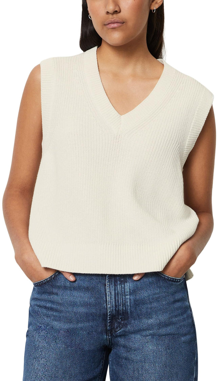 Marc OߴPolo Denim Damen Pullunder aus Bio-Baumwolle ärmellos, Silky White