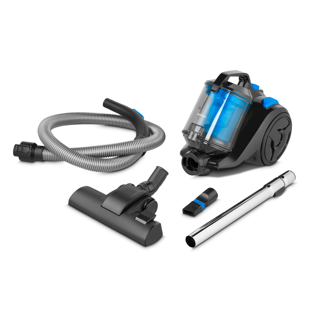 MEDION E2001 Zyklon-Staubsauger (beutellos, 800 Watt Leistung, 2 Liter Staubbehälterkapazität, 7 m A