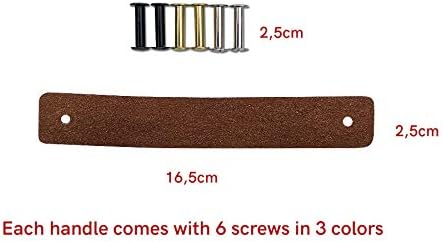 Brute Strength - Ledergriffe für Möbel - Wildleder - Cognac - 12 Stück - 16,5 x 2,5 cm - Schrankgrif