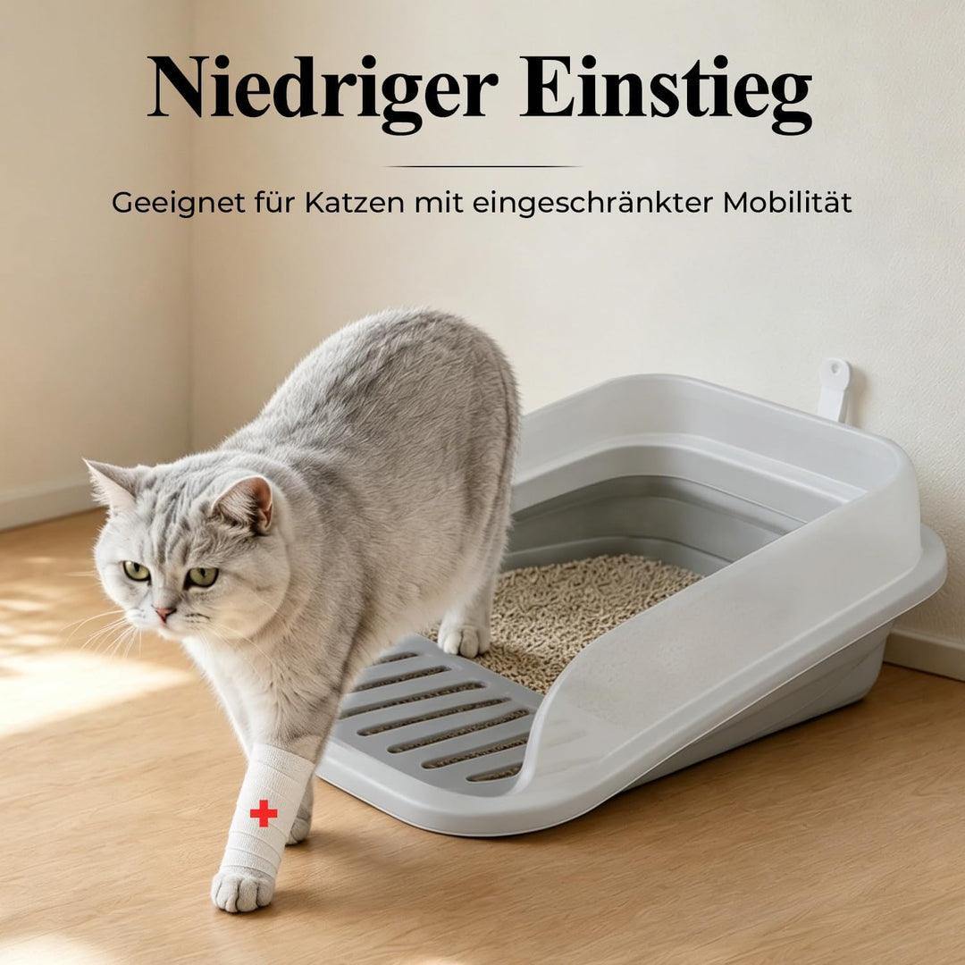 Flacher Einstieg Katzenklo mit hohem Rand, gross – ideal für ältere Katzen &amp; bei Arthritis oder eing
