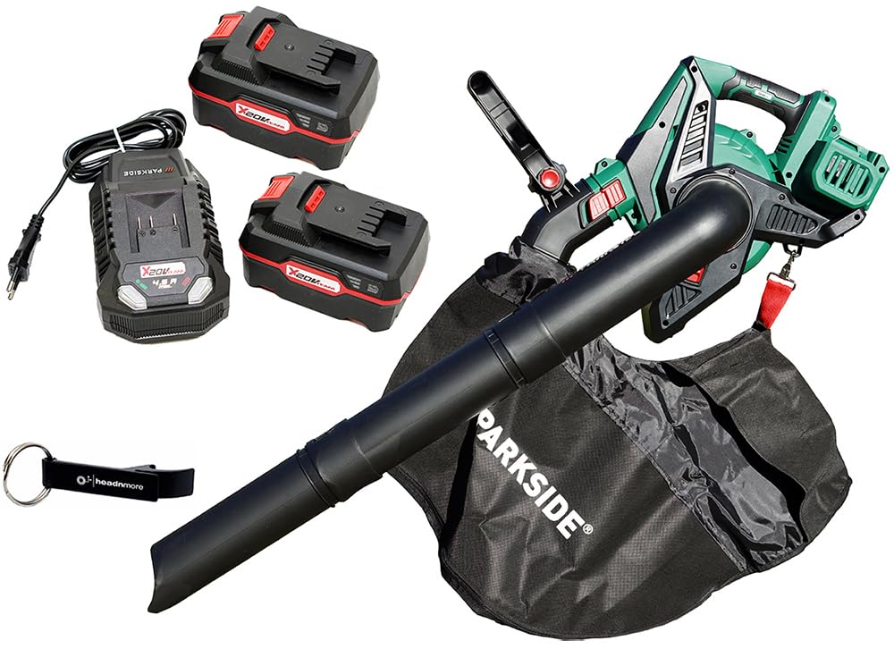 HEADNMORE® Bundle - Parkside® 40V Akku Laubsauger Laubbläser PLSA 40-Li D2 (inkl. 2x4Ah Akku) + Schl