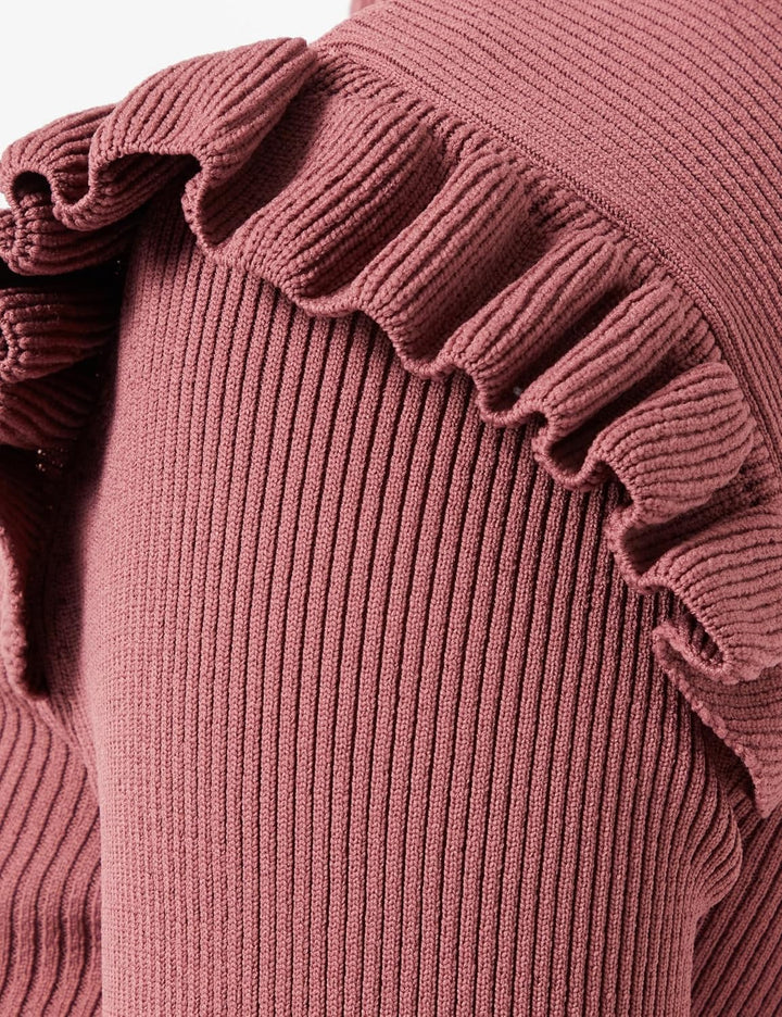 ONLY Female Strickpullover Gerüschter Oberteil mit Langen Ärmeln S Rose Brown, S Rose Brown