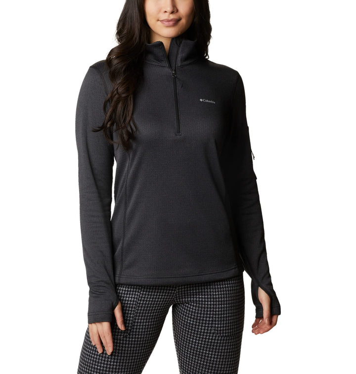 Columbia Damen Park View Half-Zip Grid Fleecejacke mit halbem Reissverschluss Black Heather XS, Blac