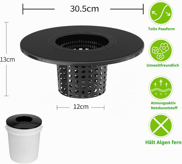 Tectsia Netztöpfe, 15,2 cm, für 1,8 l Eimer, Netz-Topfdeckel, 3 Stück, 2-in-1 breite Lippe, Hydrokul