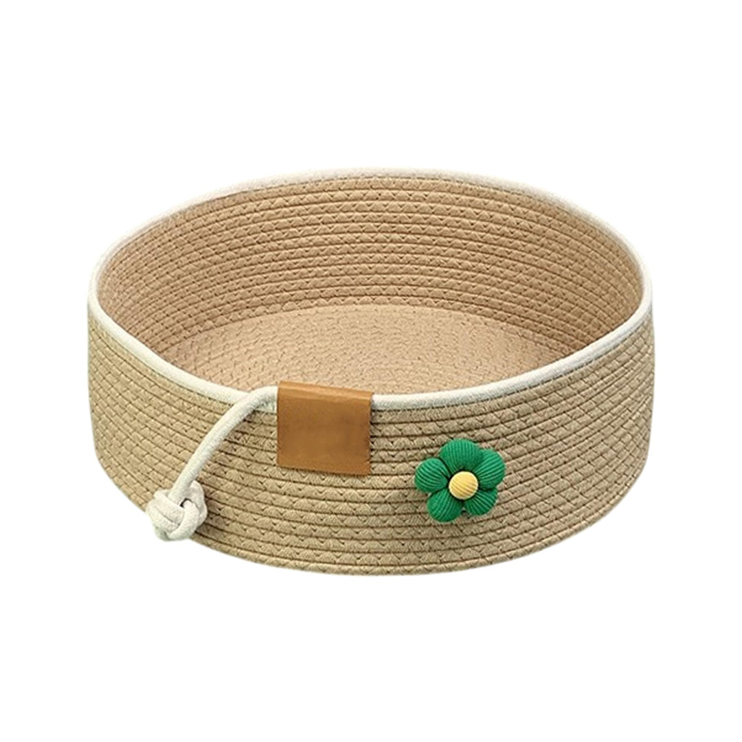 Gewebtes Katzenbett, 35 cm Durchmesser Faltbarer Korb-Nistplatz, Atmungsaktives Haustier-Liegebett,
