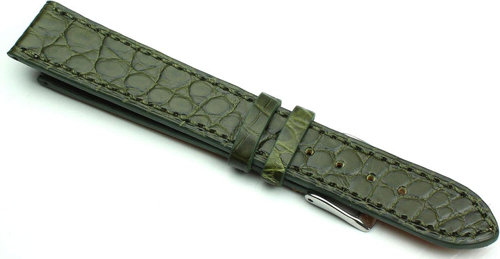 18mm Echt Alligator Klassik handgemacht in Deutschland Uhrenarmband Olive