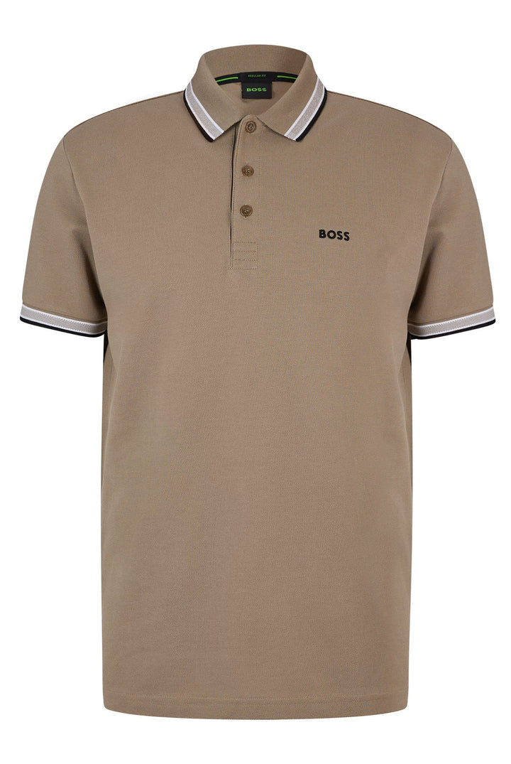 BOSS Herren Paddy Poloshirt aus Bio-Baumwolle mit Logo M Hellgrün, M Hellgr&amp;