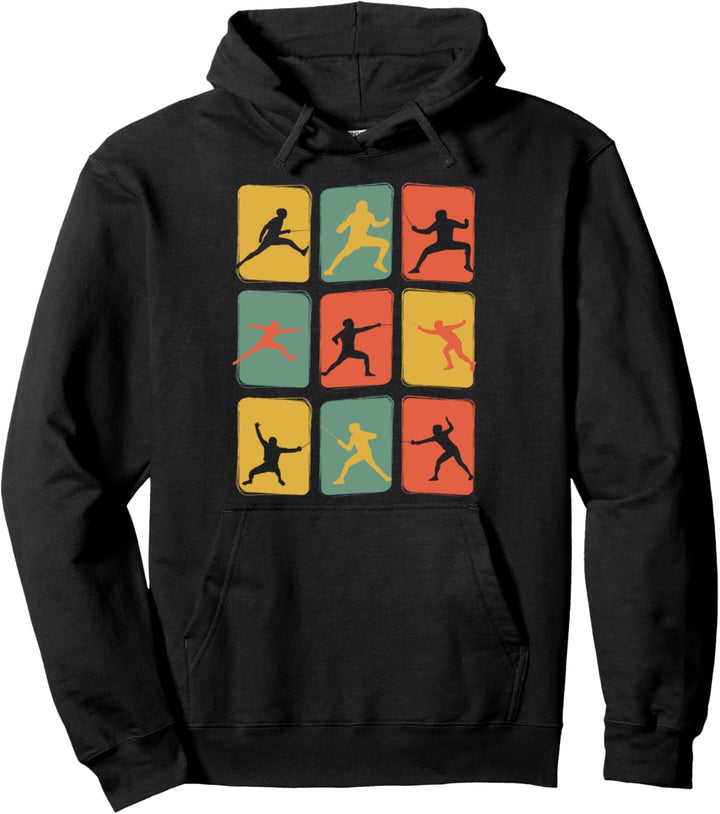 Fechten Vintage Fechter Retro Maske Florett Degen Pullover Hoodie