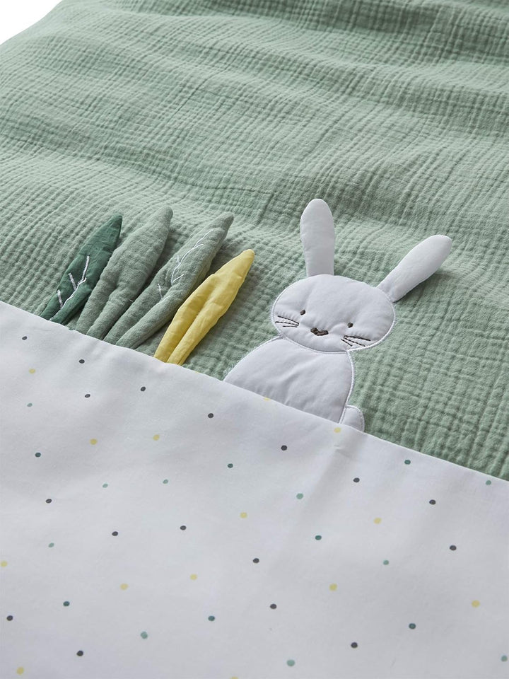 Vertbaudet Baby Bettbezug,Green Rabbit mit Musselin grün 80X120