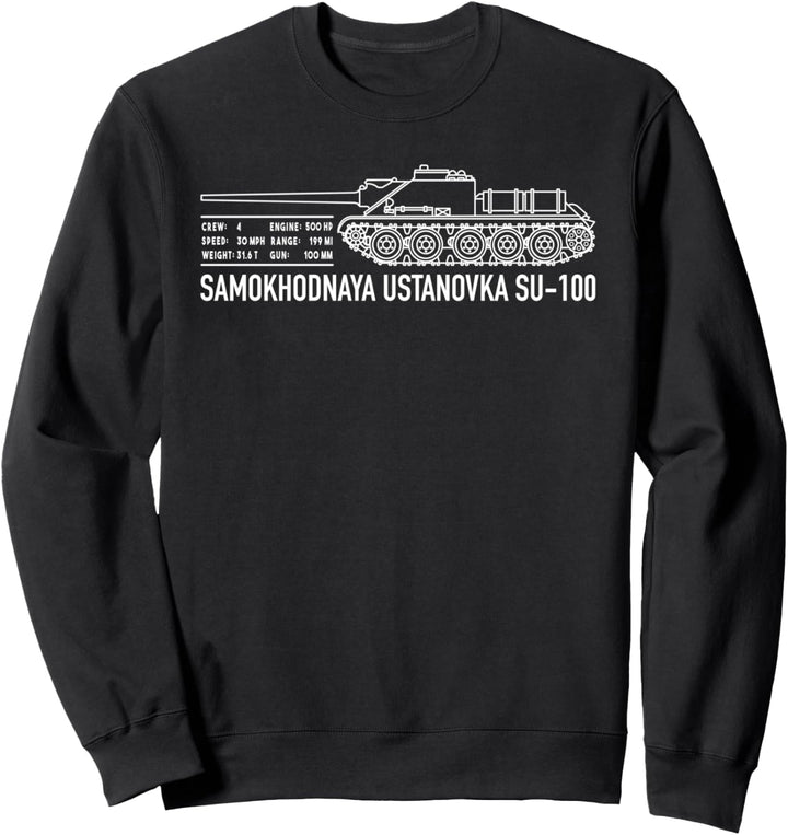 SU-100 Tank Destroyer WW2 Panzer Blueprint Geschenk Sweatshirt
