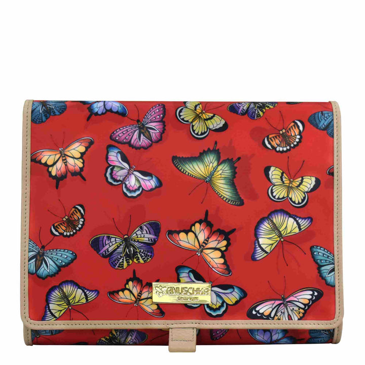Anuschka Reise Organizer Mappe - Wanderlust Kollektion - Nylonstoff mit Leder Trim und Kunstdruck Bu