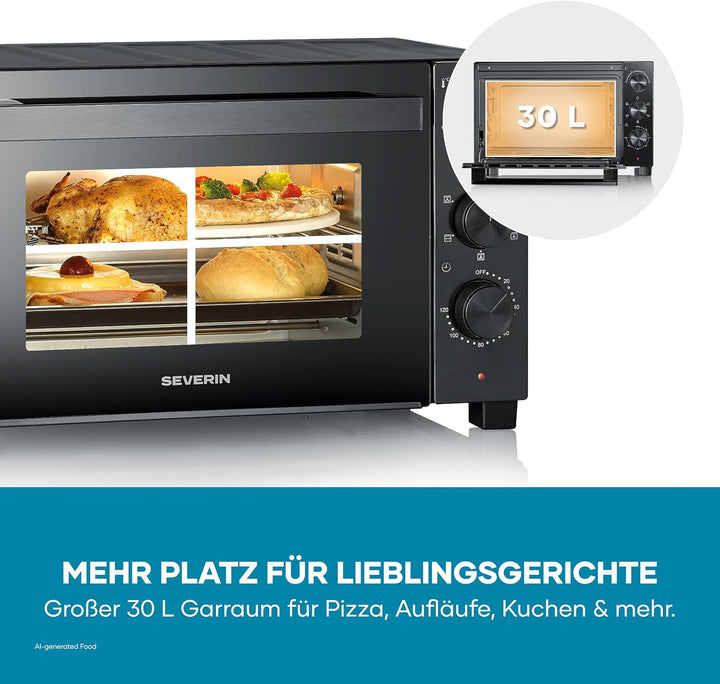 Severin Back- und Toastofen mit Umluftfunktion, inkl. Drehspiess für Fleisch, vielseitiger Heissluft