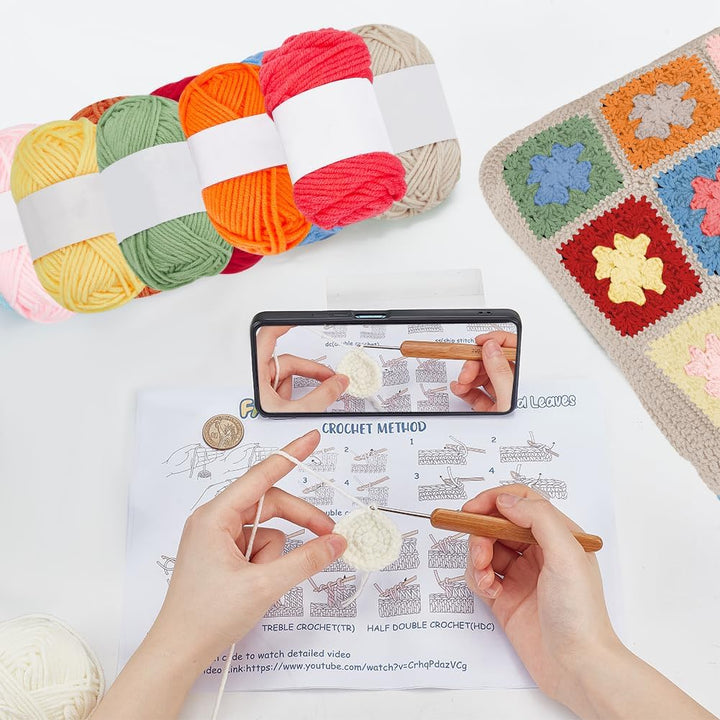 ORIGACH Häkel Tasche Set Für Anfänger, Granny Square Häkeltasche Häkelset, Häkelset für Erwachsene M