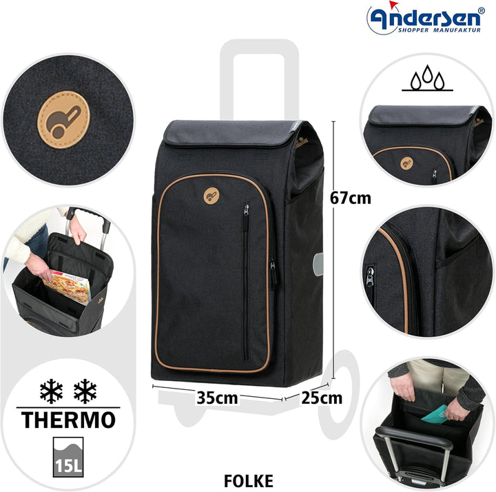 Andersen Einkaufstrolley - klappbar - 61 Liter - 4 Räder - mit Kühlfach - höhenverstellbar - belastb