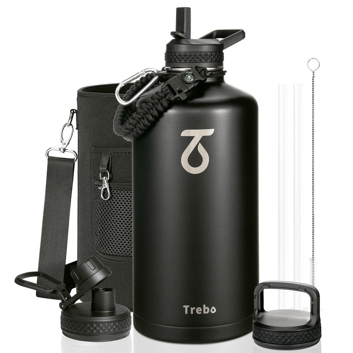 Trebo 3,6 l Wasserflasche isoliert mit ParacordGriff, 2,5 Liter lebensmittelechter, doppelwandiger V