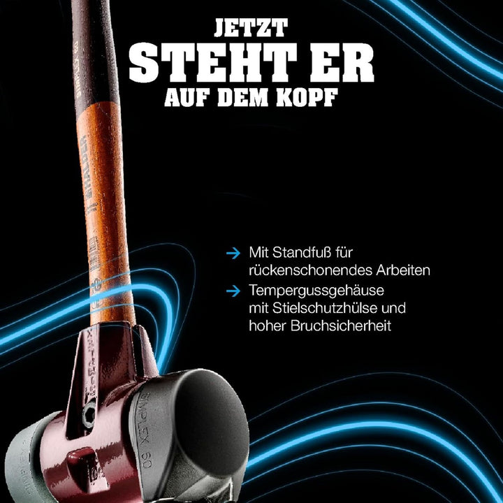 SIMPLEX-Schonhammer, Gummikomposition, mit Standfuss/Superplastik; mit Tempergussgehäuse und hochwer