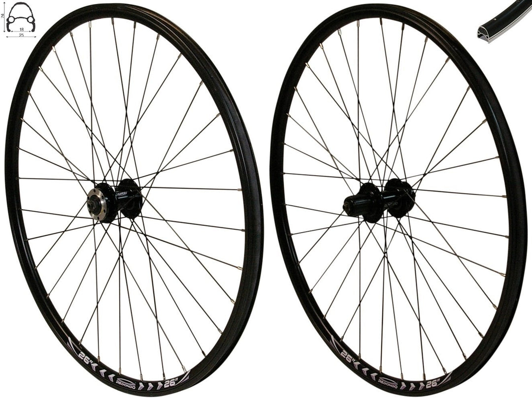 Redondo 26 Zoll Laufrad Set Hinterrad Vorderrad Disc Hohlkammer Felge Schwarz