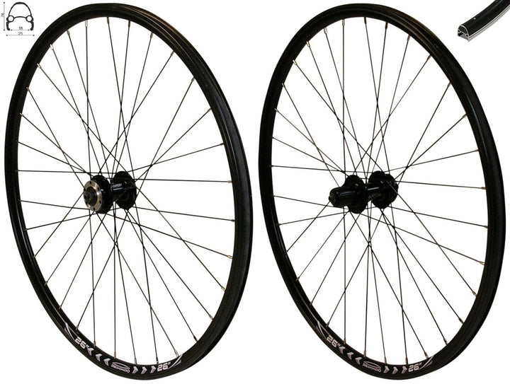 Redondo 26 Zoll Laufrad Set Hinterrad Vorderrad Disc Hohlkammer Felge Schwarz