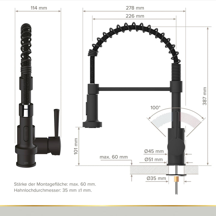 Lenz NOVA Küchenarmatur schwarz-matt 46070951