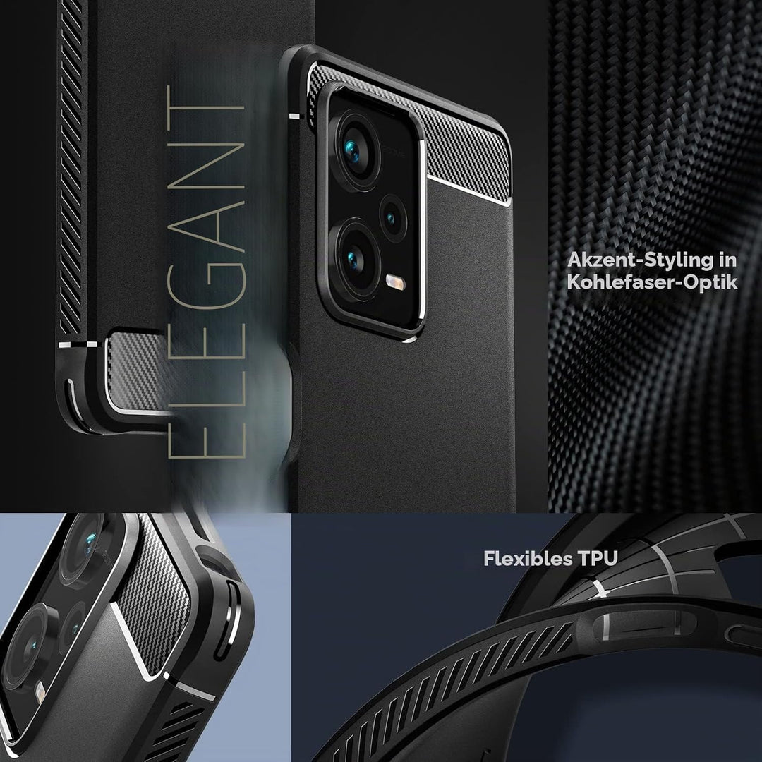 Spigen Rugged Armor Hülle Kompatibel mit Xiaomi Redmi Note 12 Pro Plus 5G -Schwarz