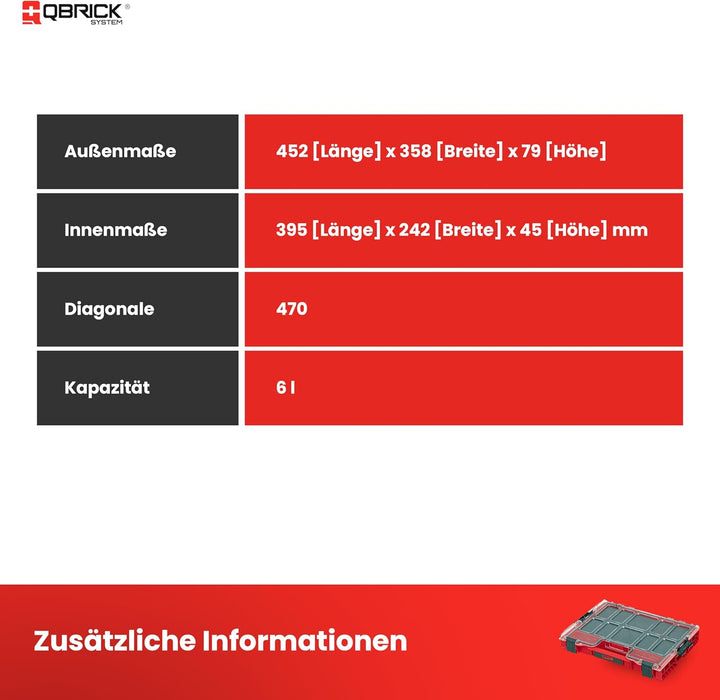 Qbrick System Pro Organizer 200 Mfi Red Ultra HD Sortimentskasten Sortierkasten Schraubenbox Sortier