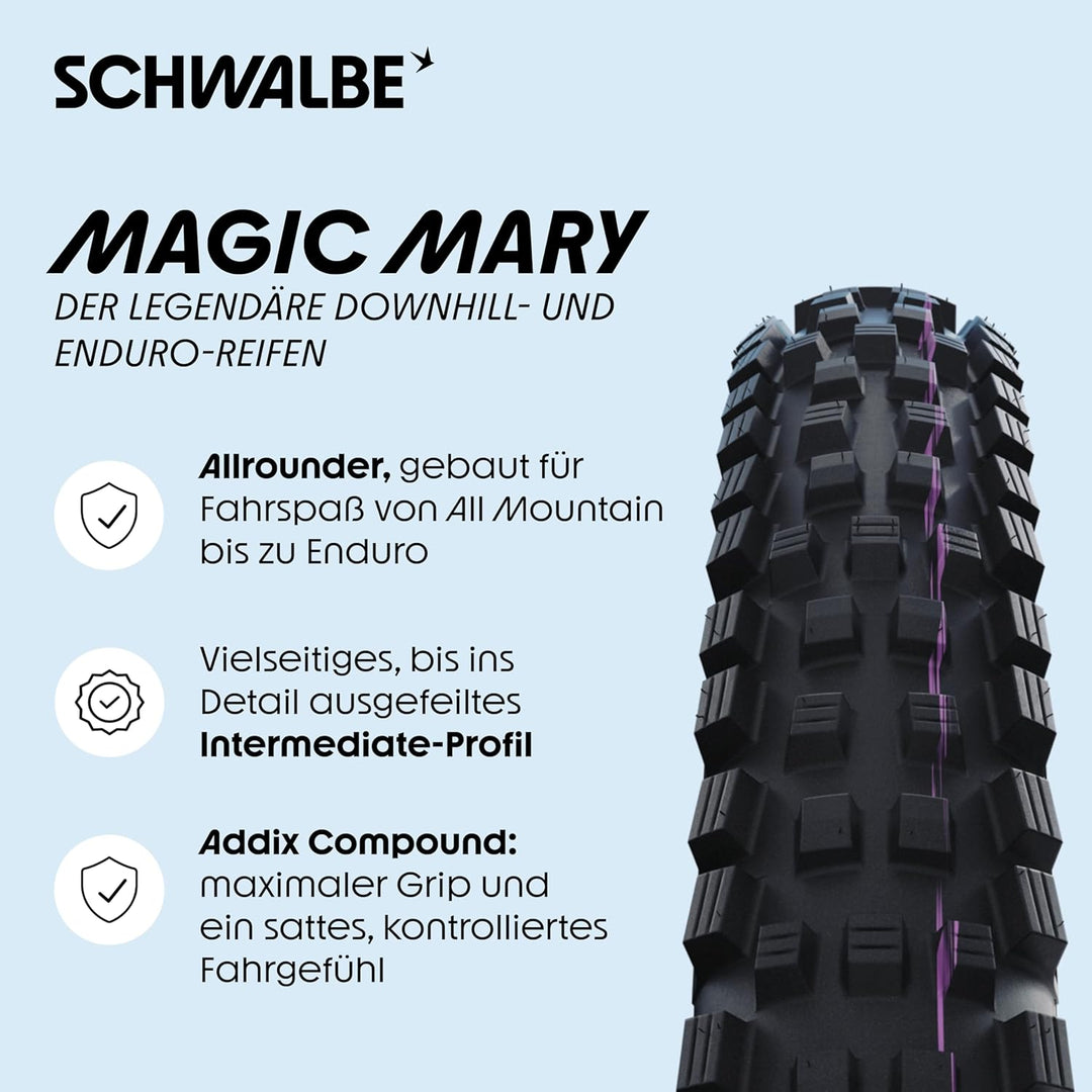 Schwalbe Unisex – Erwachsene Reifen Magic Mary HS447 DH 26 Zoll Schwarz, 26 Zoll Schwarz