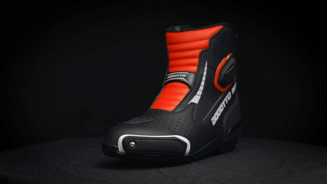 Bogotto Cartagena perforierte Motorrad Stiefel, schwarz/weiss/rot, 42 42 EU Schwarz Weiss Rot, 42 EU