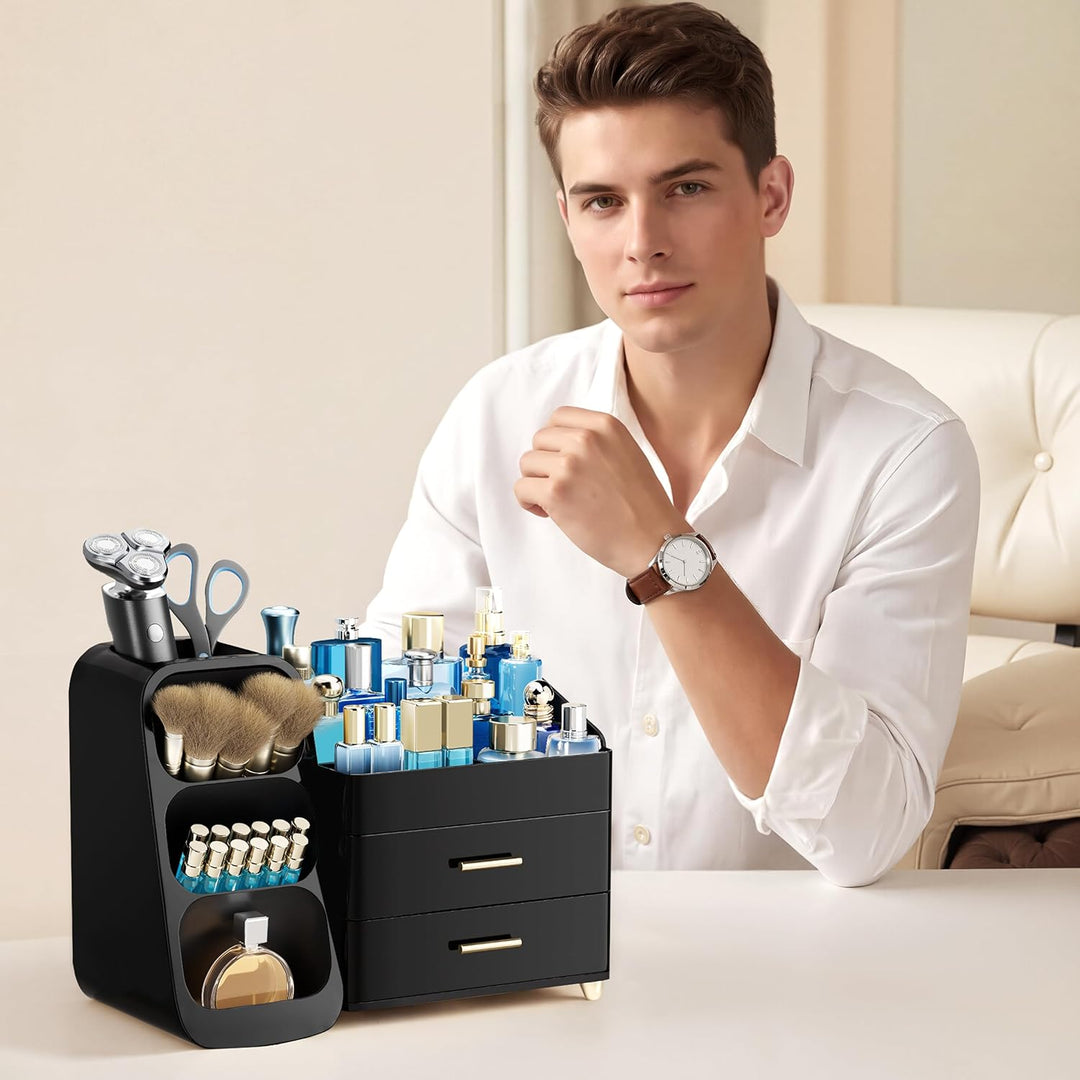 hblife Makeup Kosmetik Organizer mit Schubladen, Pinsel Organizer, 3-in-1 Plastic Kosmetik Aufbewahr