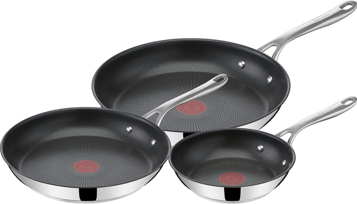 Jamie Oliver by Tefal Cook's Direct On Pfannenset 20/24/28 cm, Thermo-Signal bei idealer Brattempera