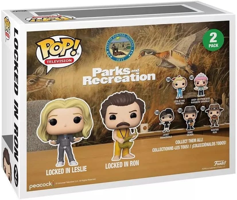 Funko Pop! 56740 Parks &amp; Recreation: Leslie &amp; Ron Locked In, 2 Stück