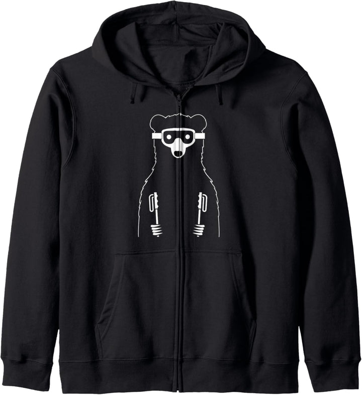 Ski Fahrer Bär Skiurlaub Apres Ski Geschenk Kapuzenjacke