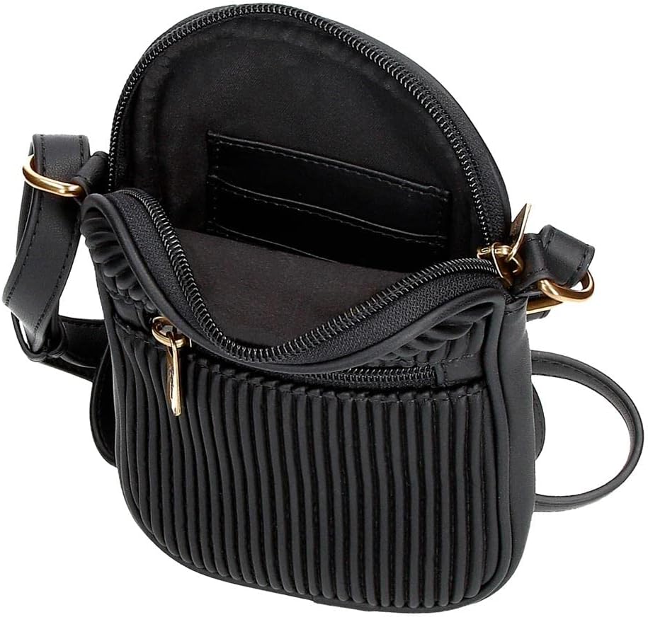 Pepe Jeans Aurora Umhängetasche Handyhalter Schwarz 11x17,5x2,5 cm Kunstleder Schwarz mobile Umhänge