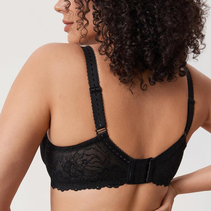 DELIMIRA Damen Minimizer BH Grosse Grössen ohne Polster Vollschalen mit Spitze 75F Schwarz, 75F Schw