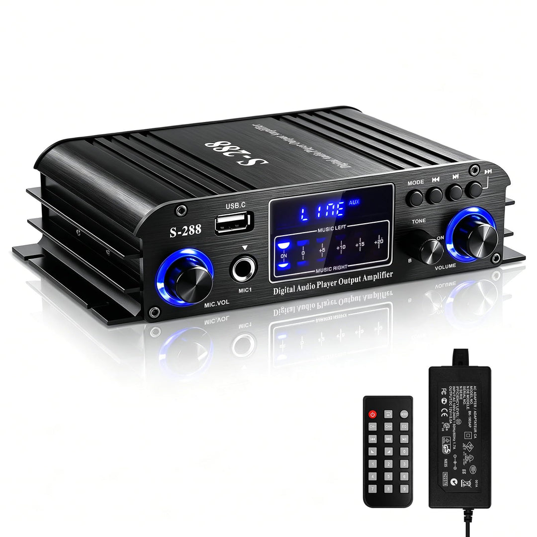 HiFi Verstärker S-288 600W Mini Bluetooth Stereo Audio Verstärker Receiver 12V/ 220V 4 Kanäle Digita