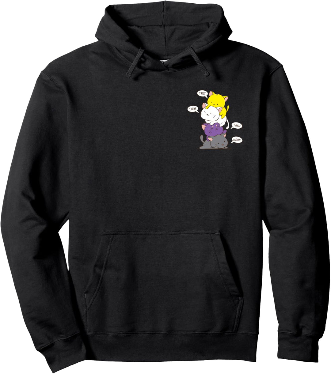 Non Binary Pride Flagge niedliche Katze Art Kawaii Kleidung Pullover Hoodie