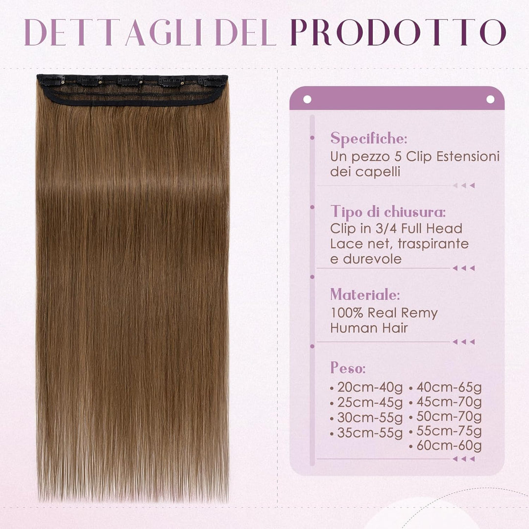 UK-Fashion-Shop Extensions Echthaar Clip In Remy Echthaar Haarverlängerungen Glatt 1 Tressen 5 Clips