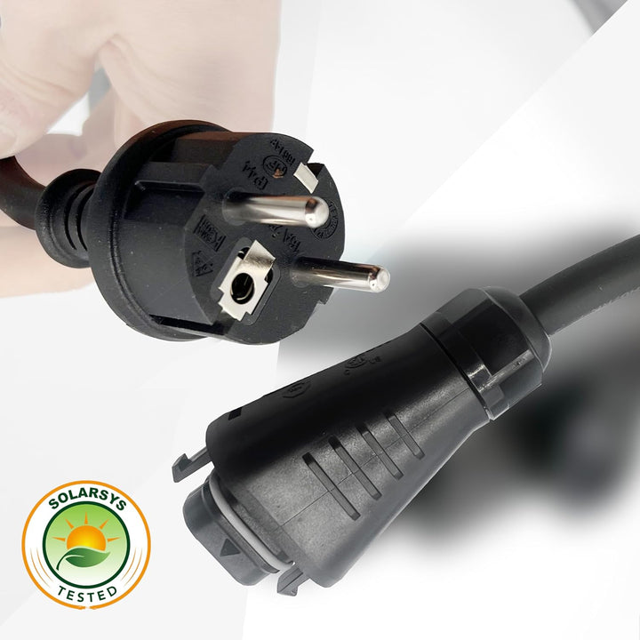Solarsys® - 3m AC-Stromkabel mit Hoymiles HMS Feldstecker und Schuko-Stecker, für Hoymiles Mikro-Wec
