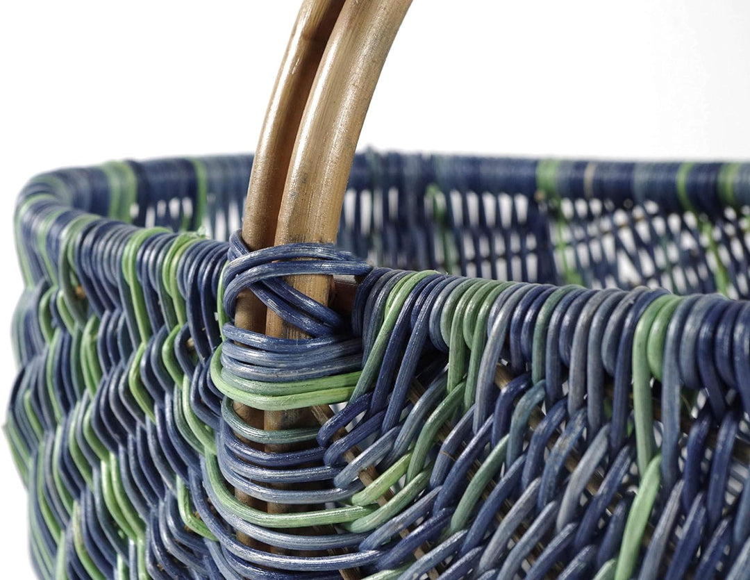 Kobolo Einkaufskorb geflockten Korb Rattankorb - multicolor blau - 50x35x23 cm, Blau