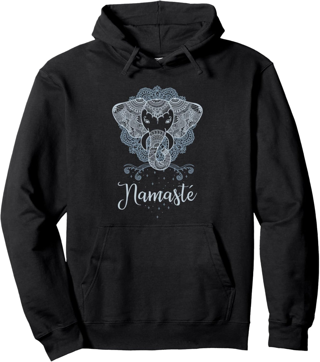 Yoga Lotusblume mit Elefant Namasté Pullover Hoodie
