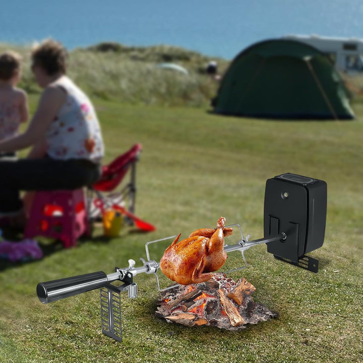 Elektrischer Edelstahl-Grillspiess, Grillspiess für den Hausgebrauch, mit um 360° Verstellbarer Dreh