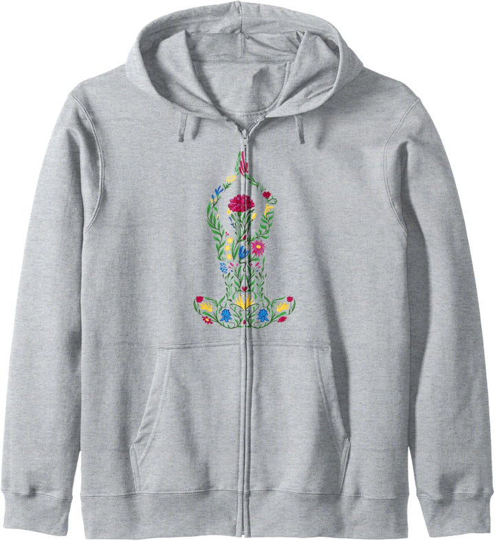 Yoga-Mädchen, Blumen, Meditation, modisch Kapuzenjacke