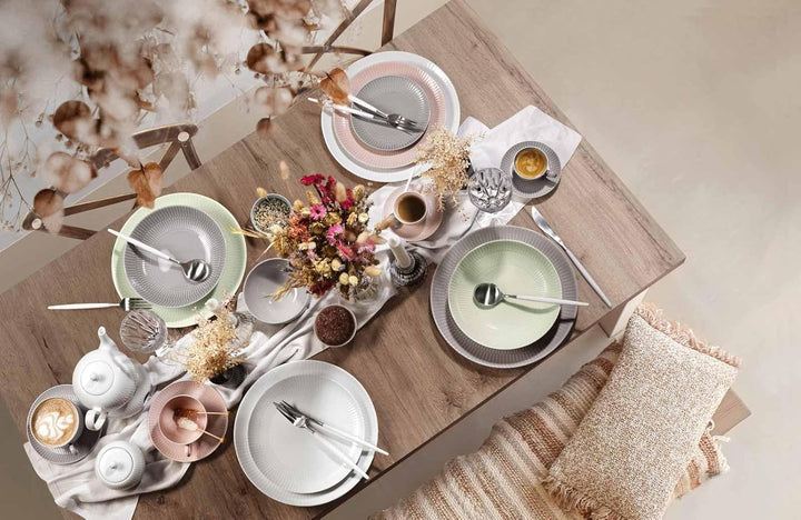 Seltmann Weiden Amina Rosé Frühstücksteller 6er Set, 23 cm, Runde Kuchenteller mit dezentem Relief-M
