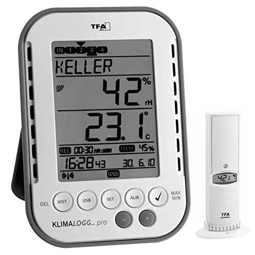 Profi-Klimalogger Klimalogg Pro TFA 30.3039 inkl. Funksender 30.3180 (weiss), Weiss
