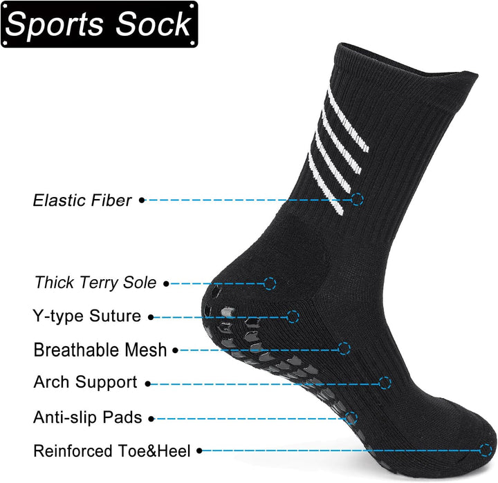 Rutschfeste Sportsocken herren damen Grip Fussballsocken, Baumwolle, Gepolsterte, feuchtigkeitsablei