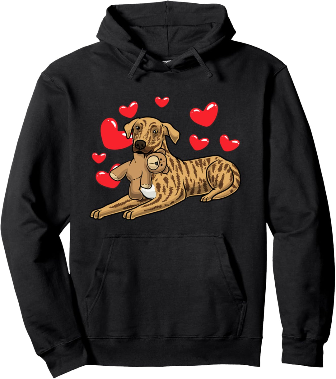 Plott Hound Hund mit Plüschtier und vielen Herzen Haustier Pullover Hoodie