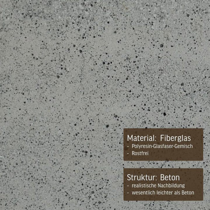 VIVANNO Pflanzkübel Blumenkübel Pflanzsäule Übertopf Fiberglas Beton-Design grau Block (Block 75x30x