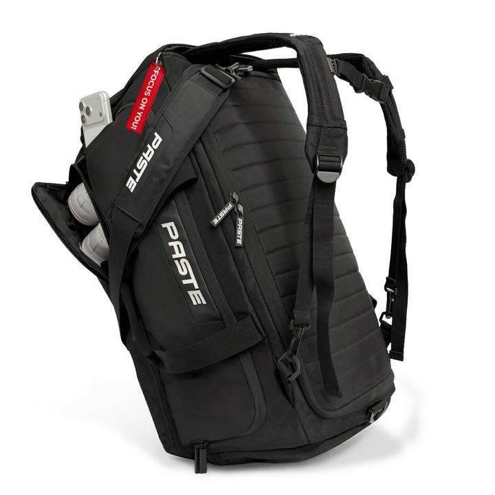 PASTE® - Premium Sporttasche 63L mit Rucksackfunktion und Kühlfunktion, Schuhfach & Nassfach Schwarz