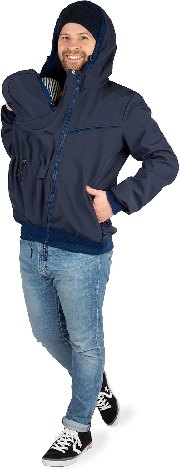 Viva la Mama - Männerjacke zum Babytragen aus Softshell - Explorer M Marineblau, M Marineblau