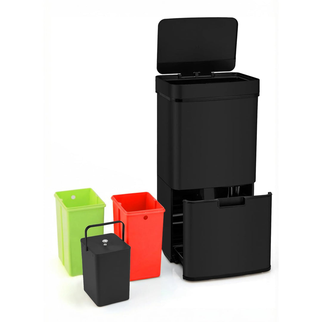 Allyson® Sensor Mülleimer Küche mit Sensor Automatik Abfalleimer Edelstahl mit Soft-Close Deckel, ge